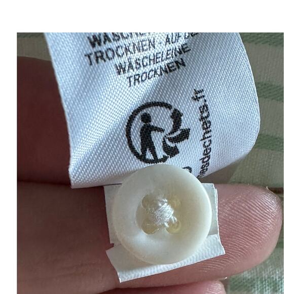 Topman cream green stripes short sleeves casual shirt size Small - Picture 5 of 10